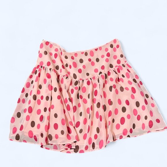 Pink polka dot silk Walter skirt #polkadot size 6 has some light wear and pulls - Picture 1 of 2